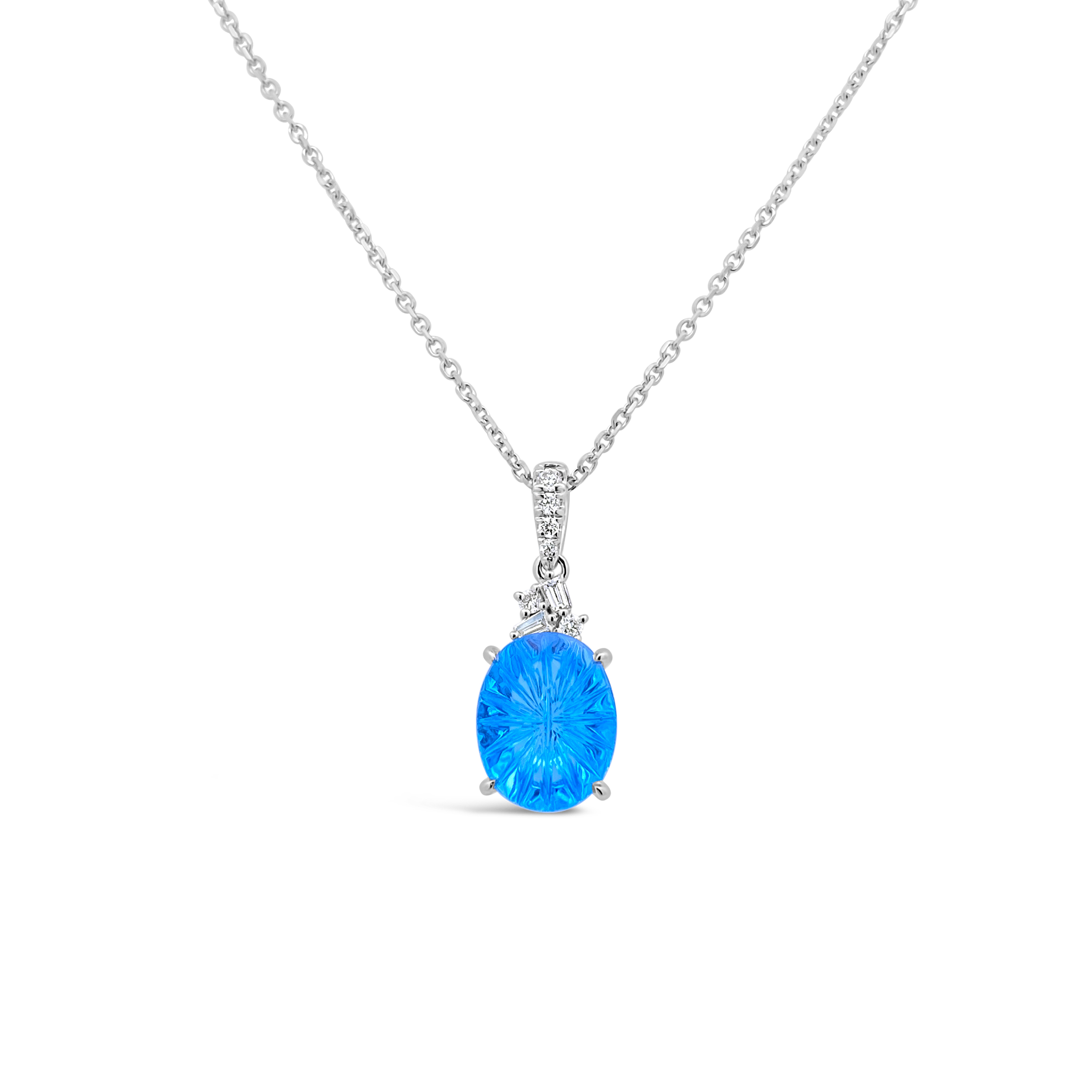 Irisa By Martin Binder Oval Blue Topaz & Diamond Necklace