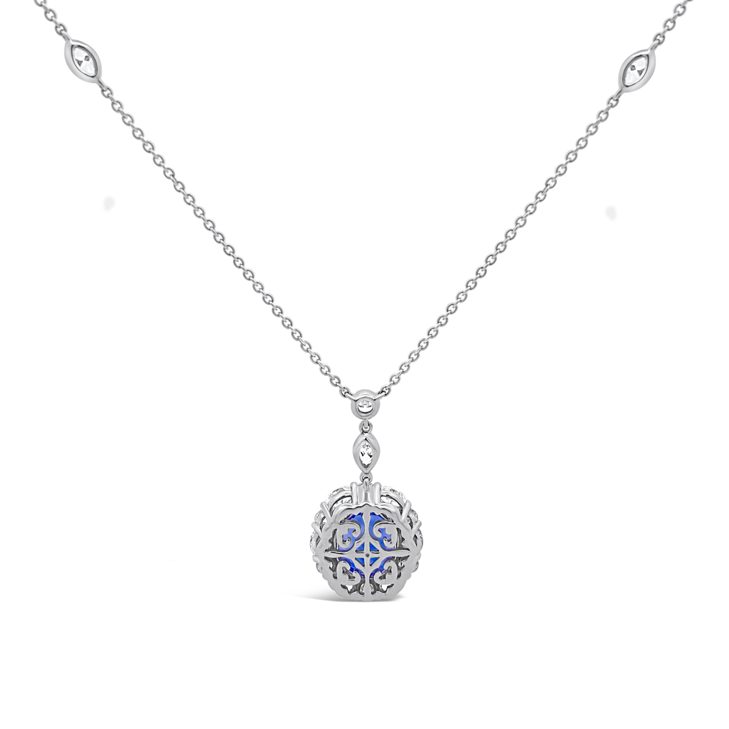 Irisa By Martin Binder Blue Sapphire & Diamond Halo By The Yard Necklace