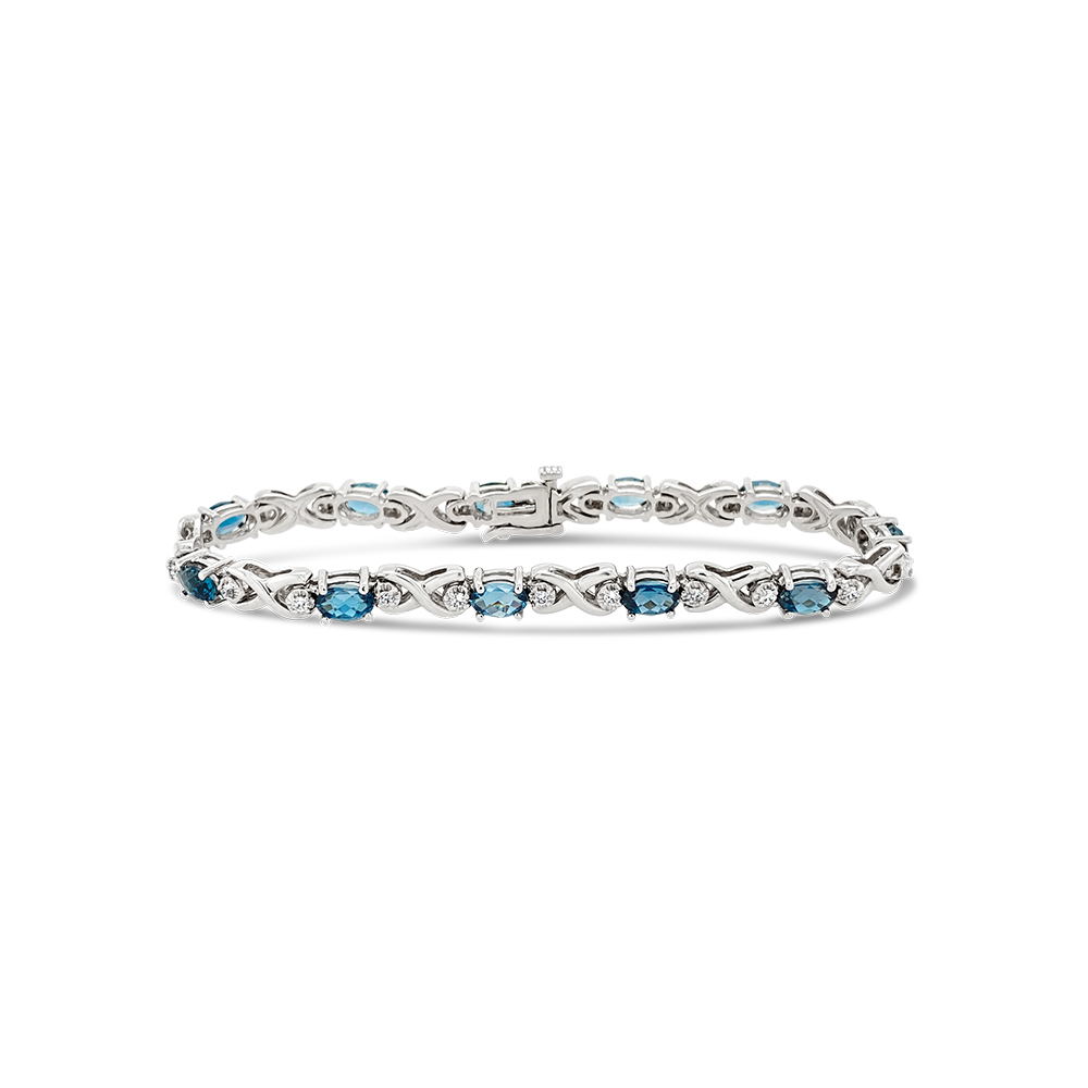 Irisa By Martin Binder London Blue Topaz & Diamond Station Bracelet