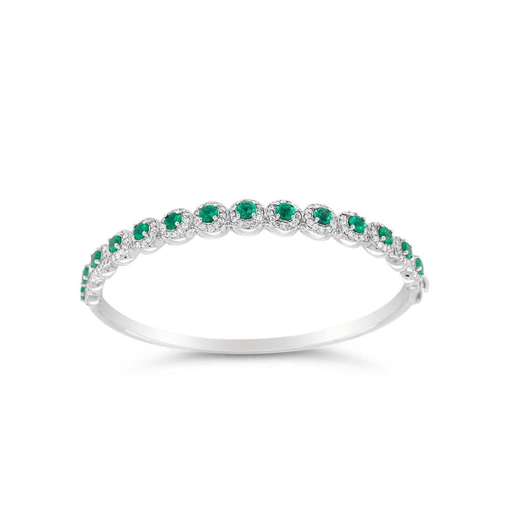 Irisa By Martin Binder Emerald & Diamond Bangle Bracelet