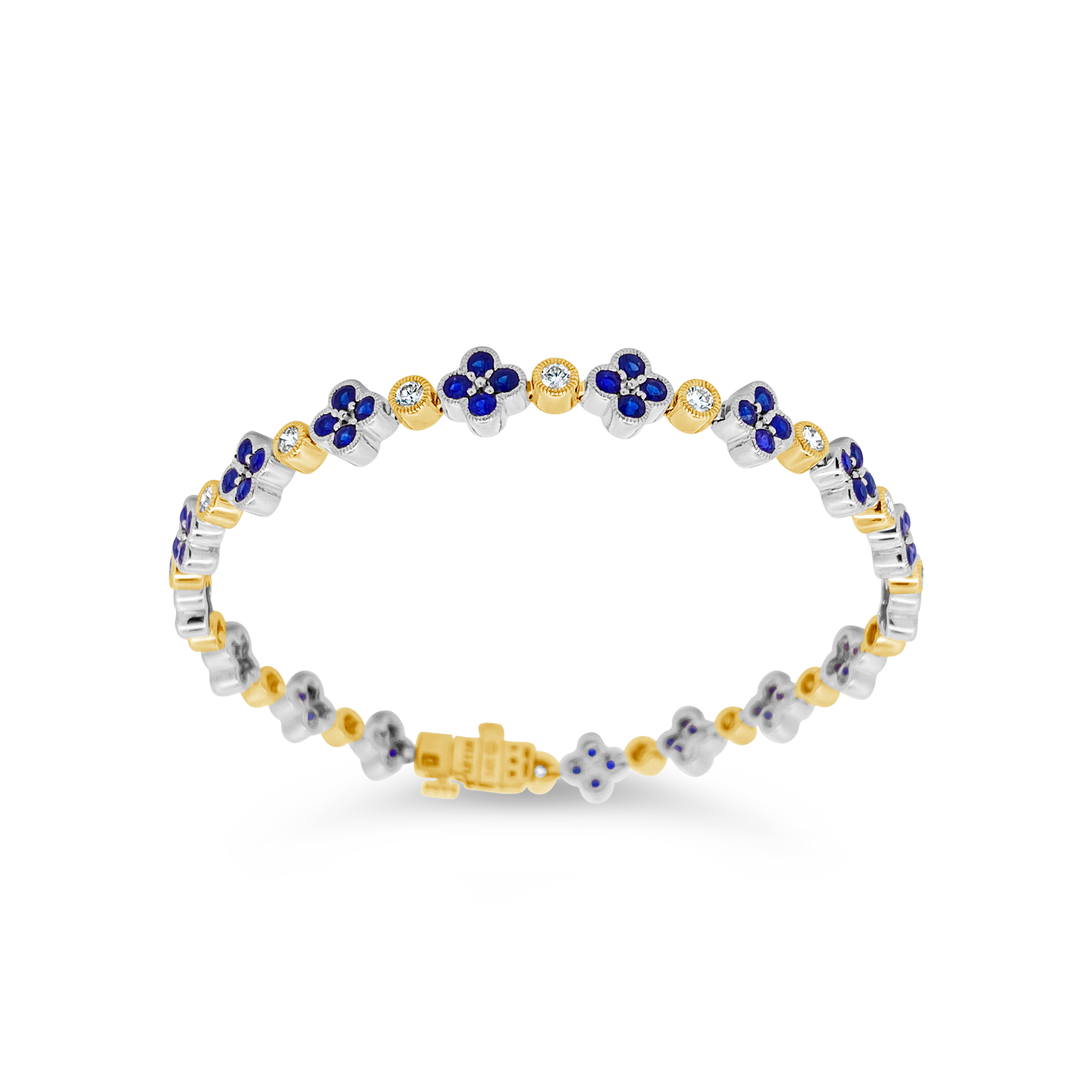 Irisa By Martin Binder Blue Sapphire & Diamond Flower Tennis Bracelet