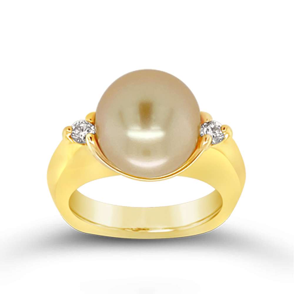 Miyana By Martin Binder Golden South Sea Pearl & Diamond Ring