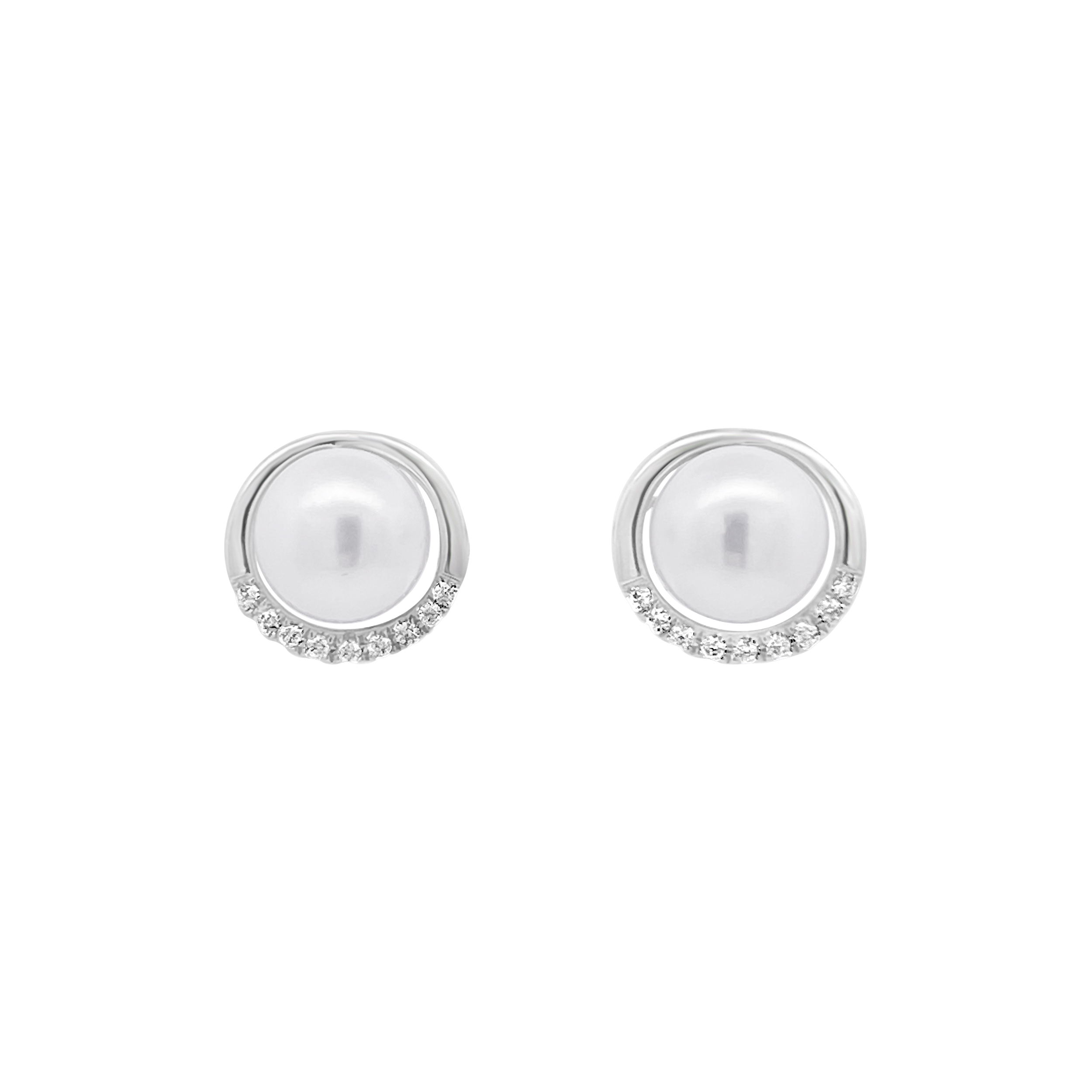 Miyana By Martin Binder Pearl & Diamond Halo Stud Earrings