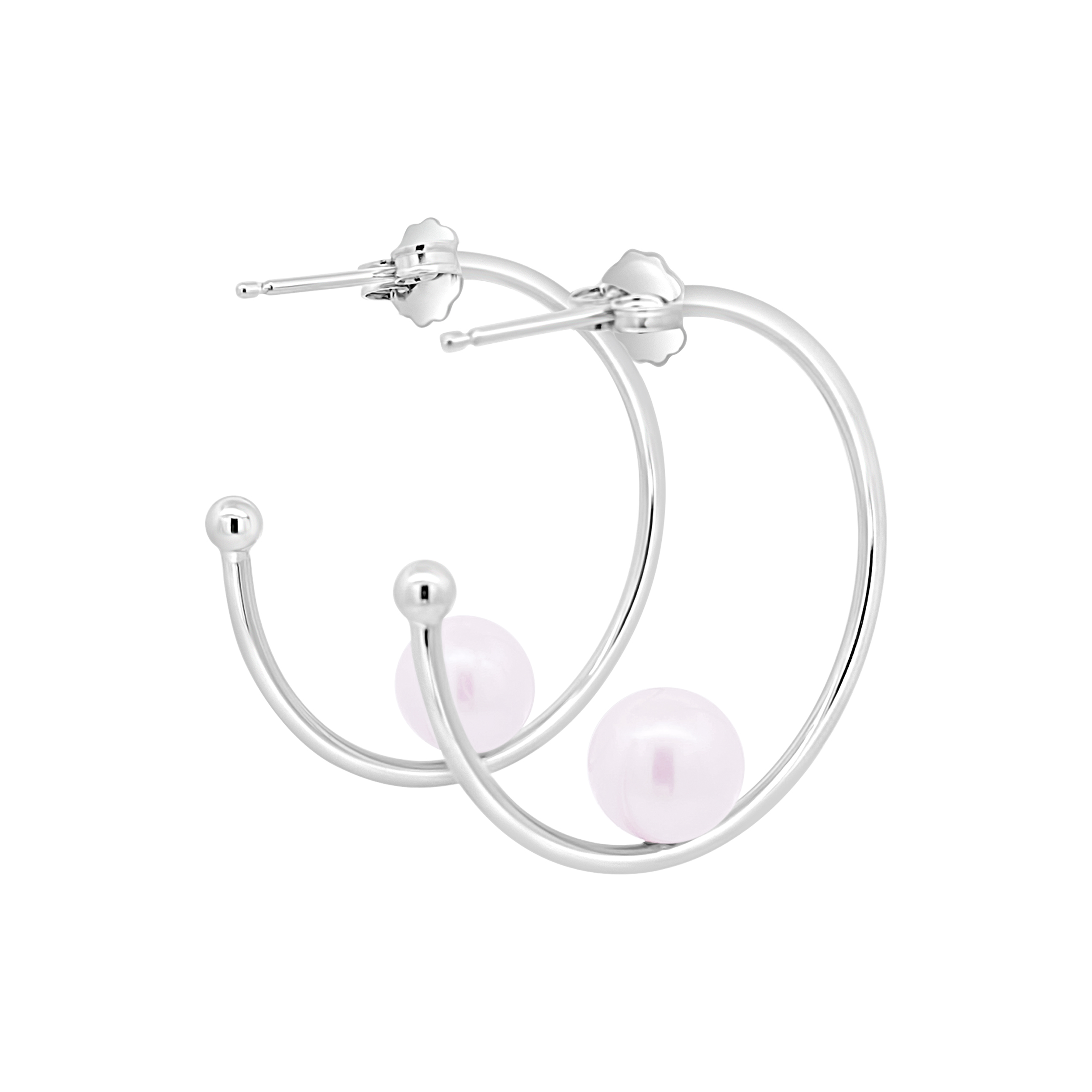 Miyana By Martin Binder Sterling Pearl Hoop Earrings