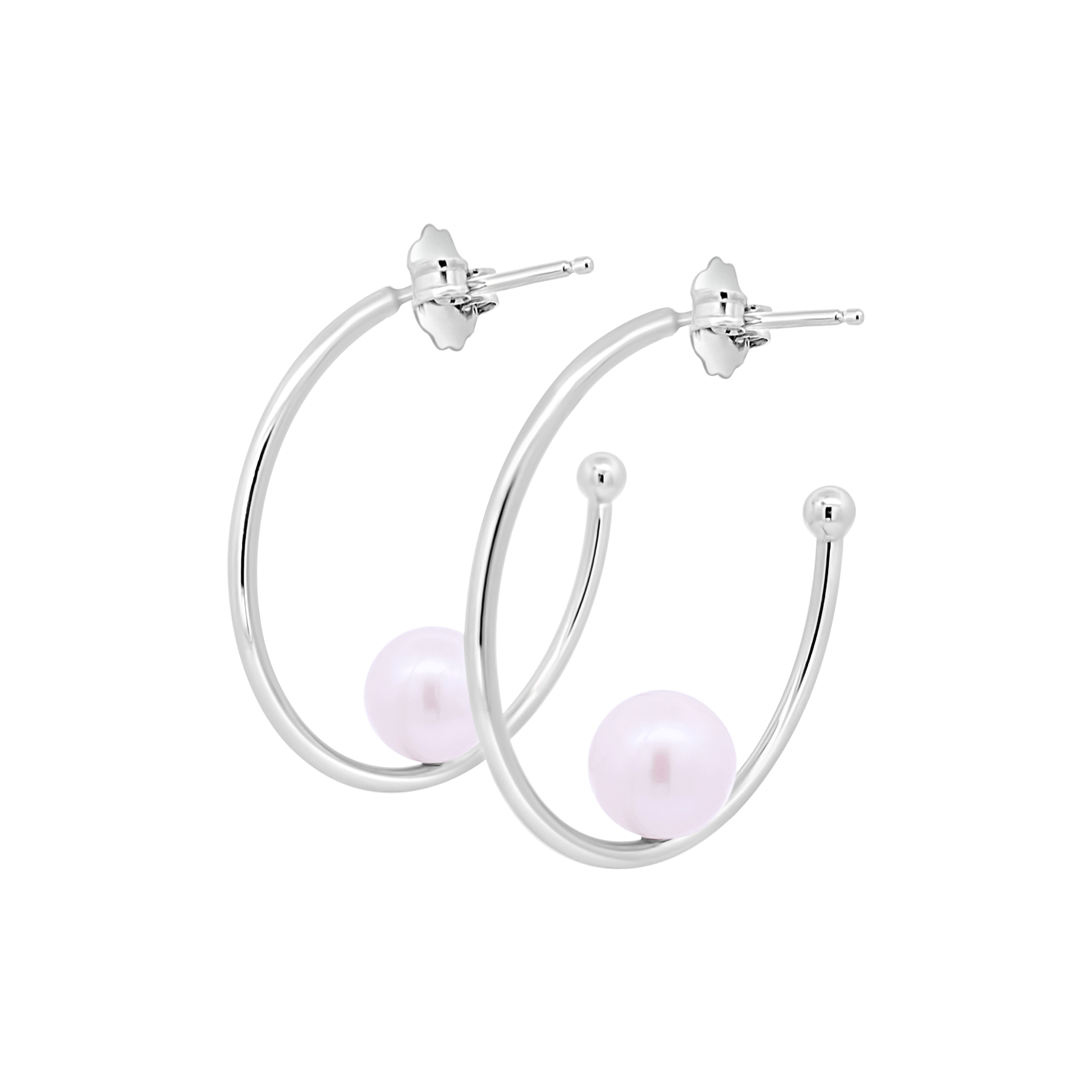 Miyana By Martin Binder Sterling Pearl Hoop Earrings