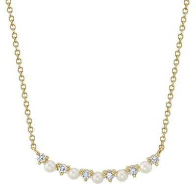 Shy Creation Cultured Pearl & Diamond Necklace