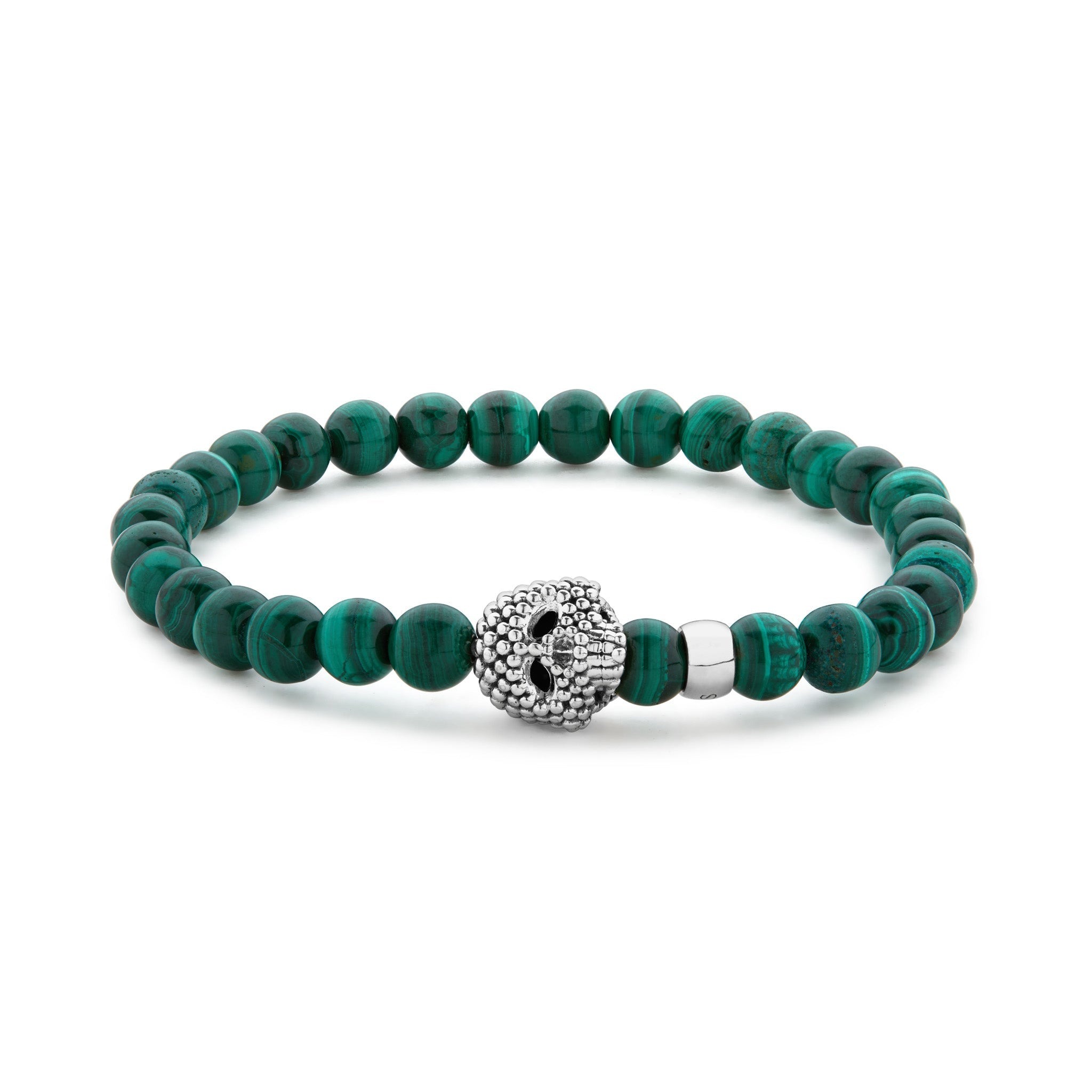 Lagos Men's Malachite Skull Bracelet