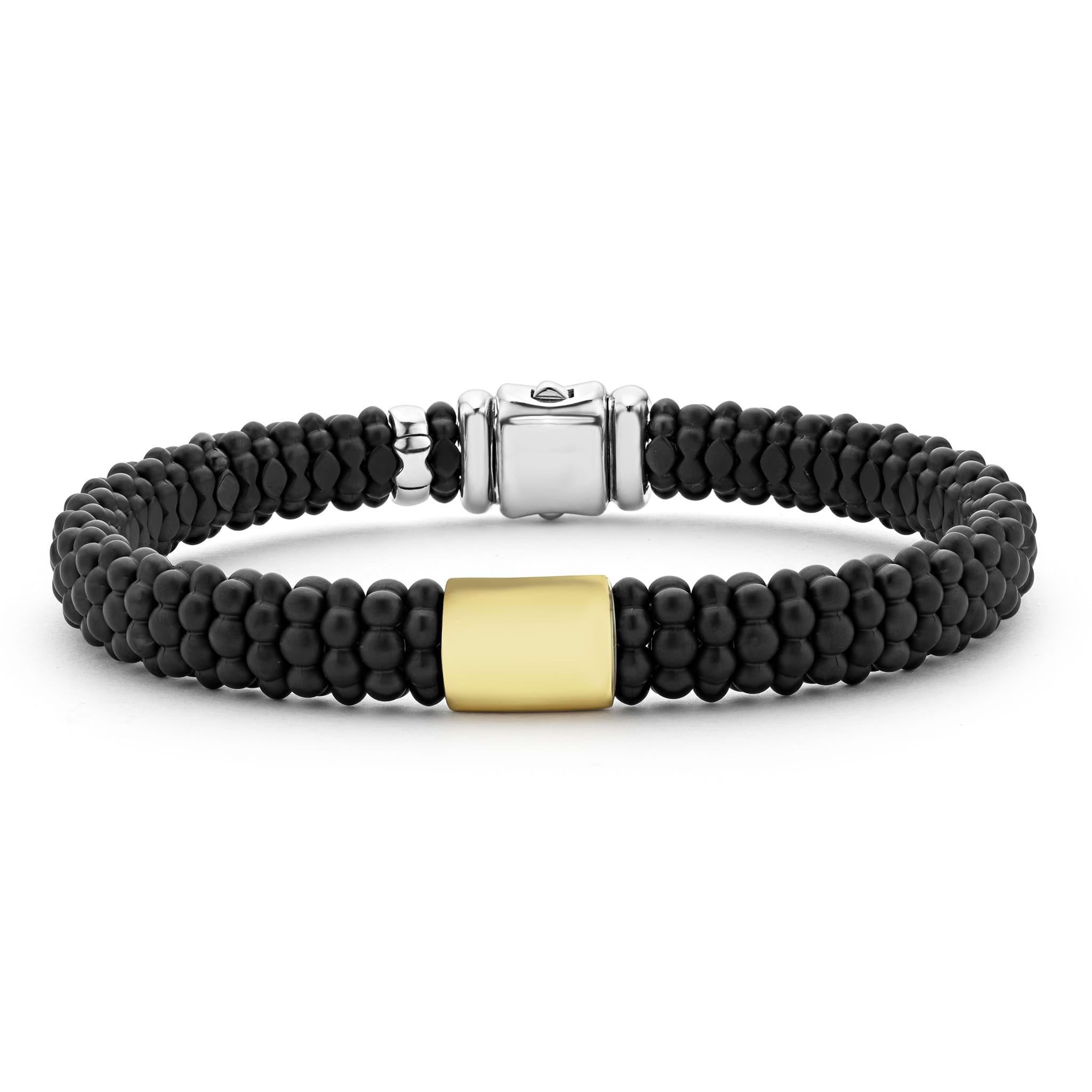 Lagos Men's Black Caviar 18k Gold Matte Ceramic Beaded 9mm Bracelet