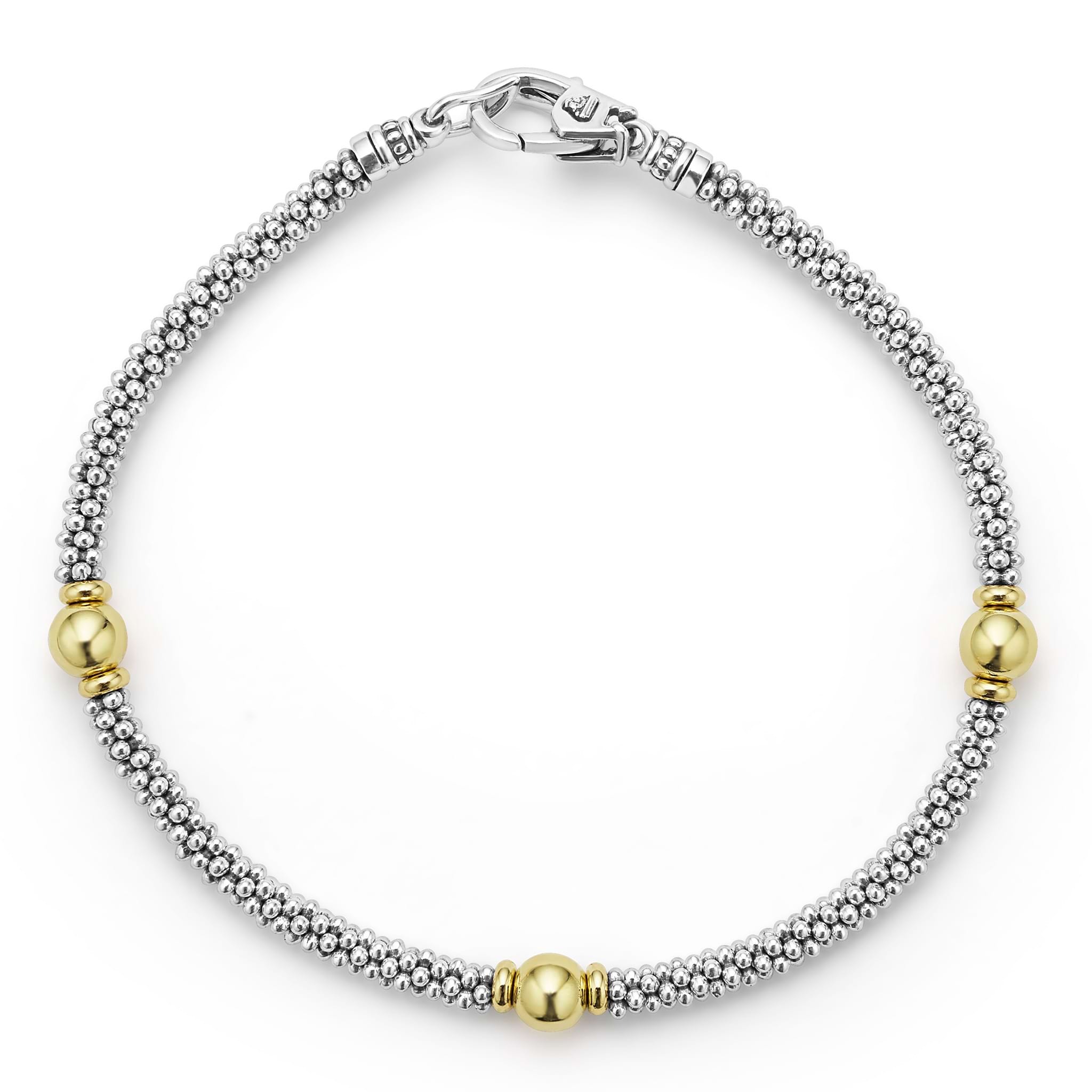 Lagos Signature Caviar Two-tone 3mm Station Bracelet