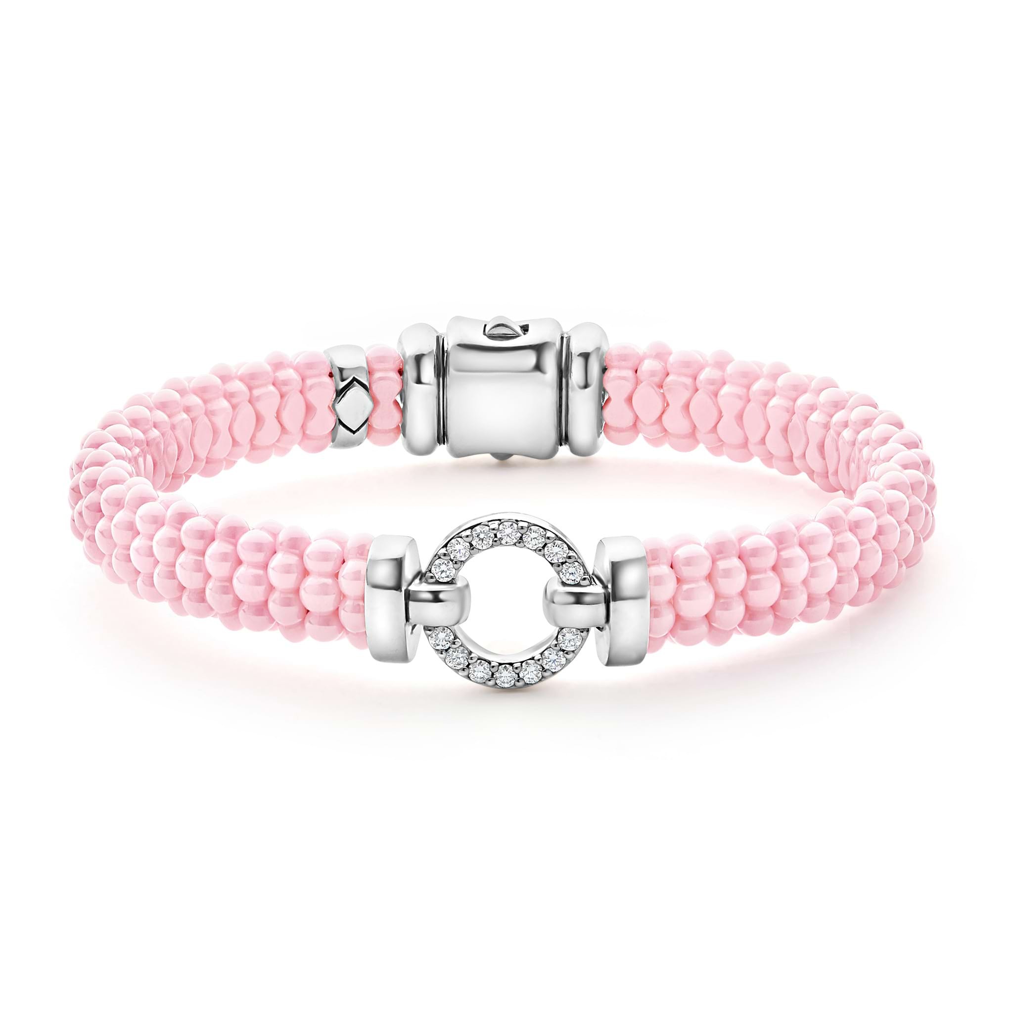 Lagos Pink Caviar 9mm Ceramic Diamond Circle Bracelet