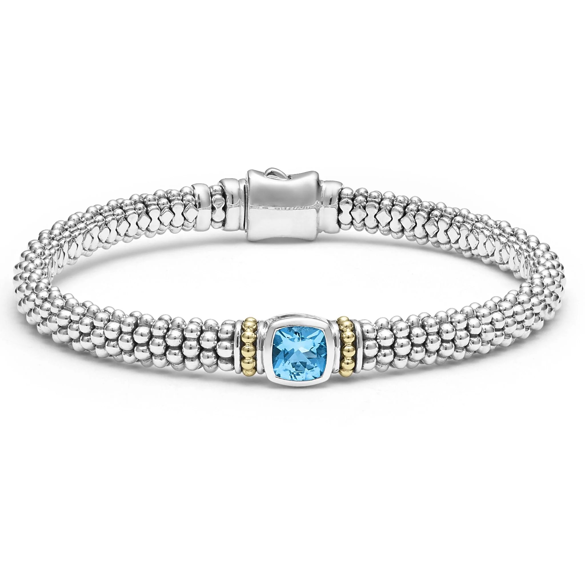 Lagos Caviar Color 6mm Swiss Blue Topaz Caviar Bracelet