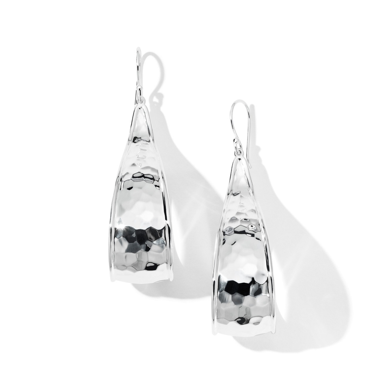 Ippolita Classico Silver Goddess Hammered Teardrop Hoop Earrings