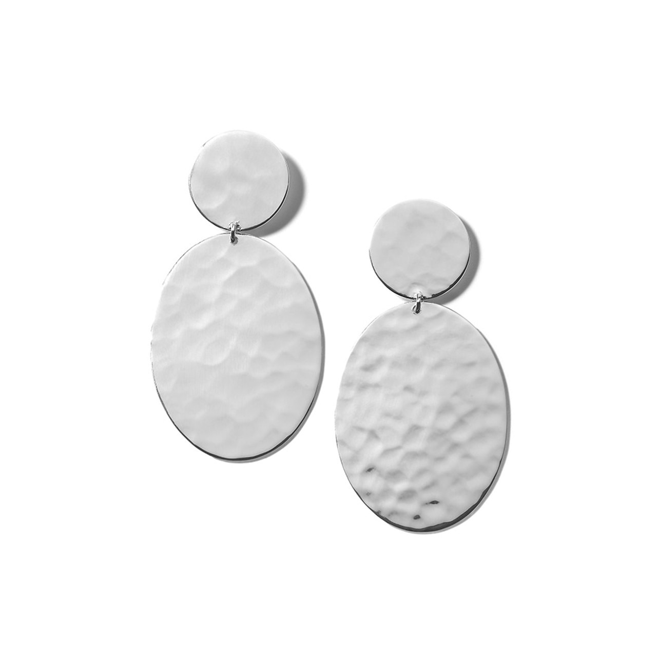 Ippolita Classico Silver Crinkle Hammered Oval Snowman Earrings