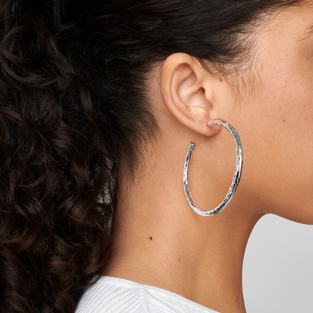 Ippolita Classico Silver Large Hammered Hoop Earrings