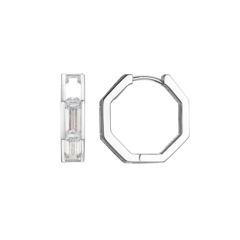 Elle Baguette 15mm Hoop Earrings