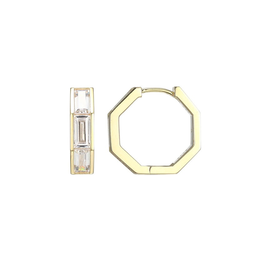 Elle Baguette 15mm Hoop Earrings