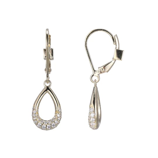 Elle Pave Pear Cz Dangle Earrings