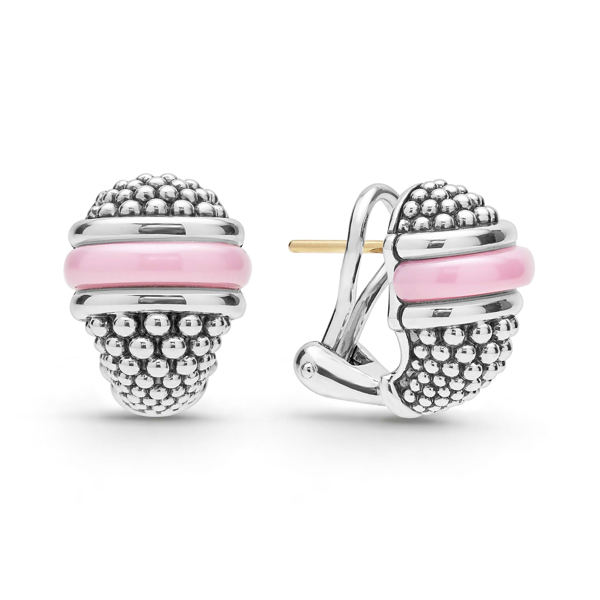 Lagos Pink Caviar Omega Clip Earrings