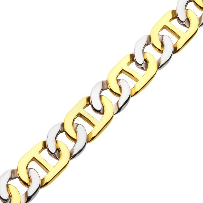 Inox Two-tone Mariner Link Chain Bracelet