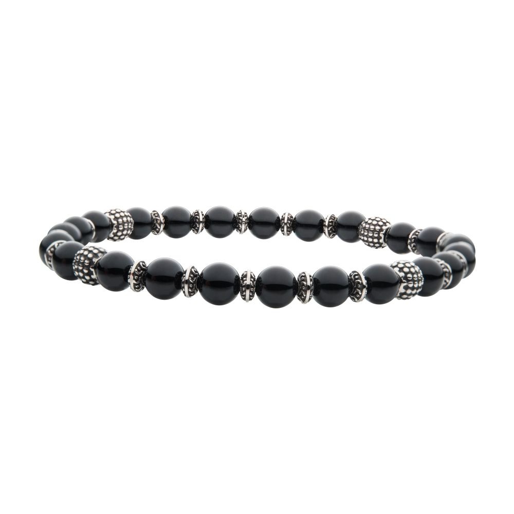 Inox Black Agate Stone Bracelet