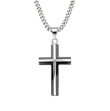 Inox 3d Cross Pendant Necklace