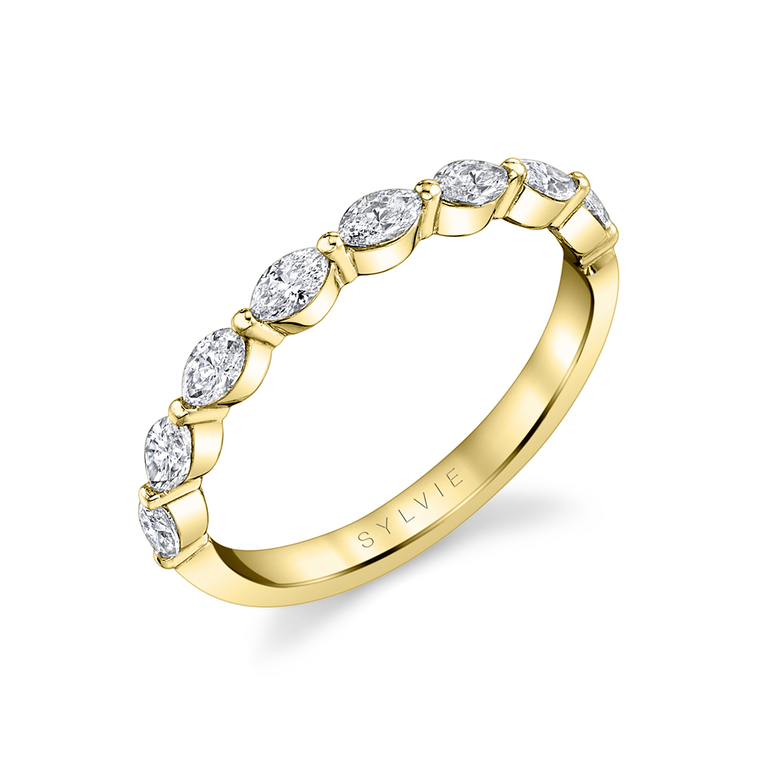 14K YELLOW GOLD ONE PRONG BAND WITH .53CTTW SI CLARITY & G COLOR MARQUISE DIAMONDS