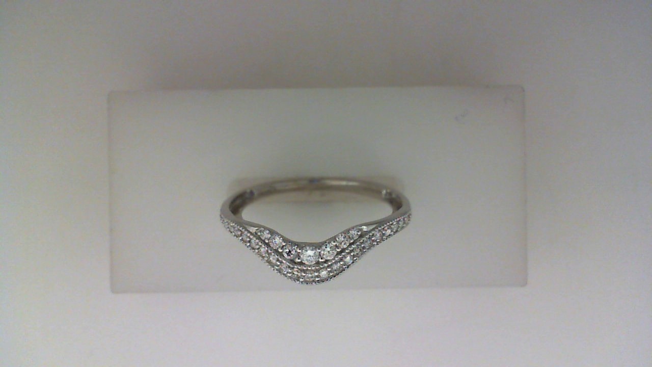 14K WHITE GOLD CURVED BAND WITH .25CTTW ROUND SI CLARITY & H COLOR DIAMONDS SET IN THE DOUBLE ROW