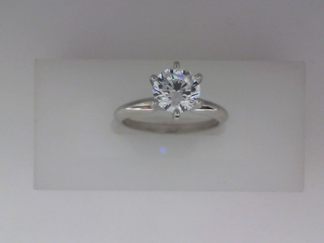 14K WHITE GOLD SOLITAIRE SETTING WITH A SIX PRONG PLATINUM HEAD (FOR A 1CT ROUND)