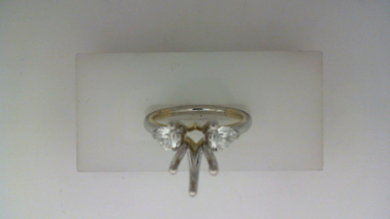 18K YELLOW & 14K WHITE GOLD SEMI MOUNTING WITH .60CTTW SI CLARITY & GCOLOR PEAR SHAPED SIDE DIAMONDS (FOR A 2 CT PEAR)