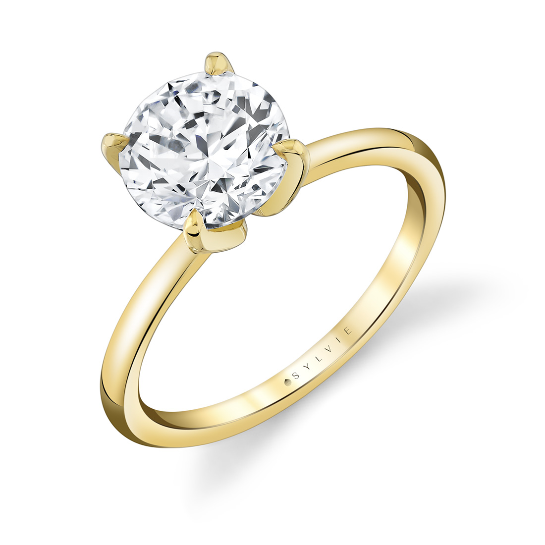 14K YELLOW GOLD POLISHED SHANK ENGAGEMENT RING WITH .22CTTW ROUND SI CLARITY & G COLOR DIAMONDS SET IN THE TULIP (FOR A 1.5CT ROUND)