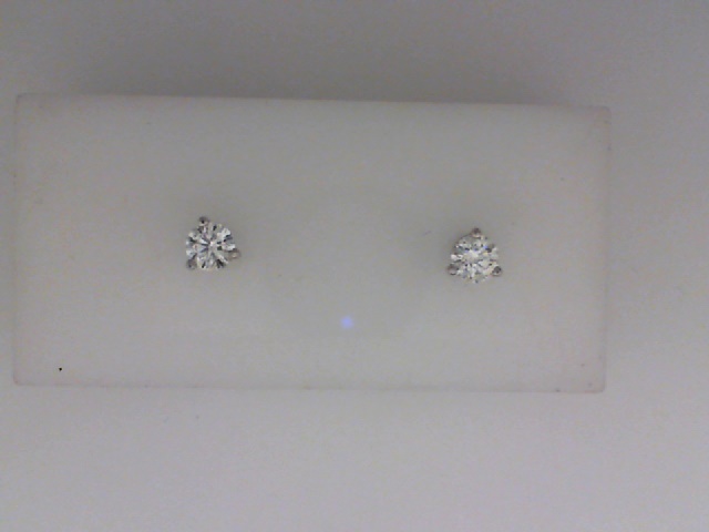 14K WHITE GOLD .48CTTW ROUND SI CLARITY & GH COLOR DIAMOND STUD EARRINGS SET IN THREE PRONG SCREWBACK SETTINGS