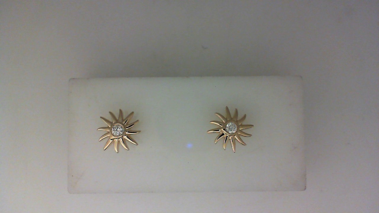 14K YELLOW GOLD SUN SOLAZ POST EARRINGS WITH .10CTTW ROUND SI CLARITY & G COLOR DIAMONDS