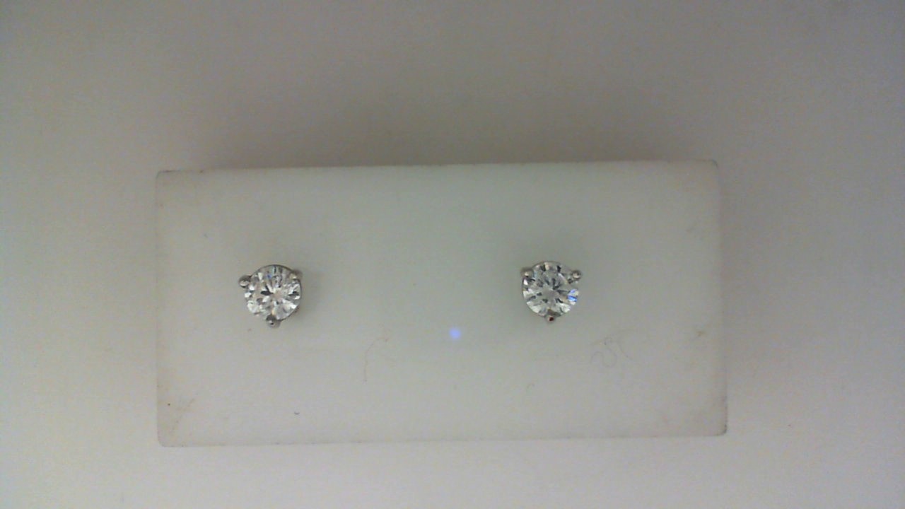 PLATINUM .80CTTW ROUND I1 CLARITY & HI COLOR DIAMOND STUD EARRINGS SET IN THREE PRONG THREADED POSTS AND BACKS