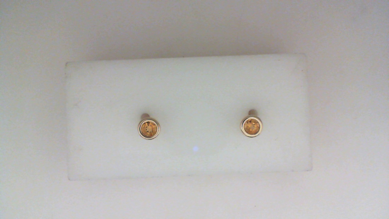 14K YELLOW GOLD STUD PEARRINGS WITH .20CTTW ROUND BEZEL SET CITRINES