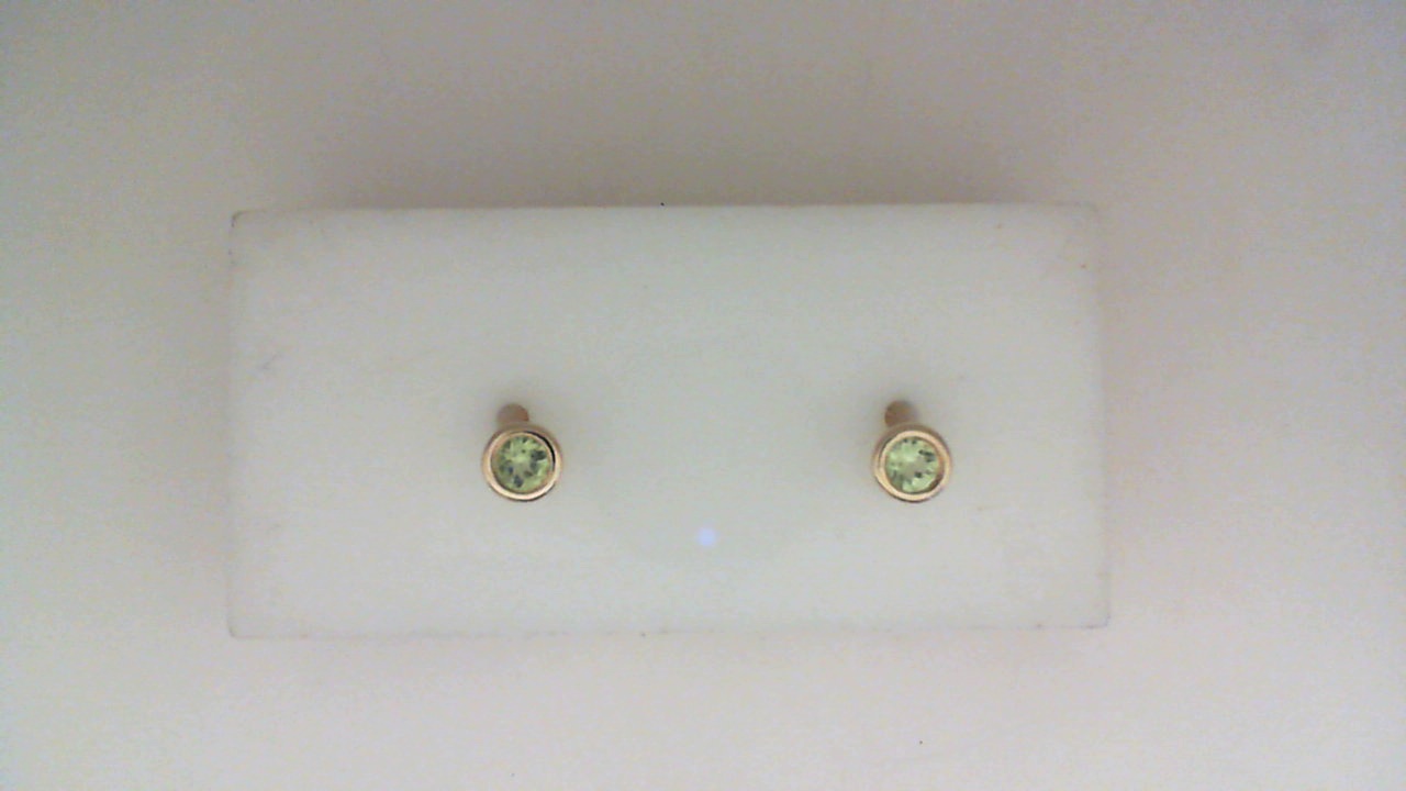 14K YELLOW GOLD STUD EARRINGS WITH .25CTTW ROUND BEZEL SET PERIDOT