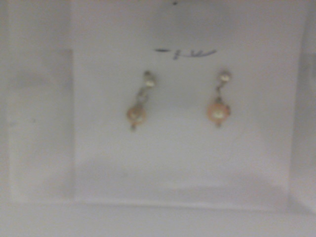 STERLING SILVER PEARL DROP 3MM BALL POST SWIRL EARRINGS 4MM PEACH PEARL