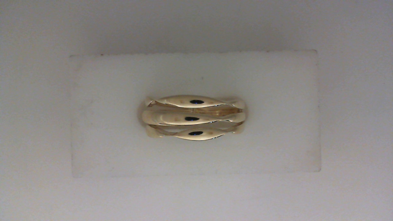 14K YELLOW GOLD THREE ROW POLISHED WAVE RING