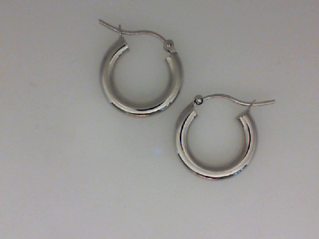 14K WHITE GOLD SMALL POLISHED HOOP EARRINGS