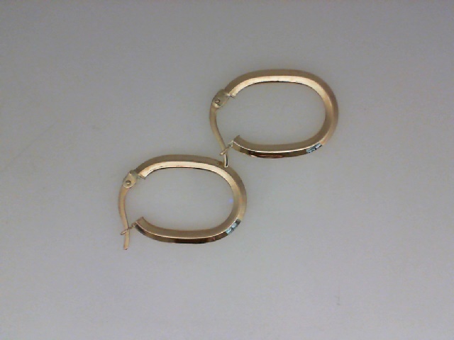 14K YELLOW GOLD KNIFE EDGE OVAL HOOP EARRINGS