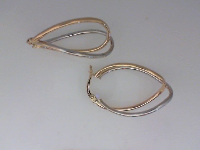 14K WHITE AN DYELLOW DOUBLE OPEN HOOP EARRINGS