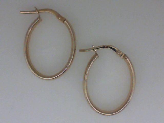 14K YELLOW GOLD POLISHED OVAL HOOP EARRINGS