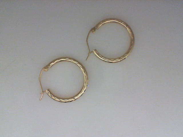 14K YELLOW GOLD DIAMOND CUT HOOP EARRINGS