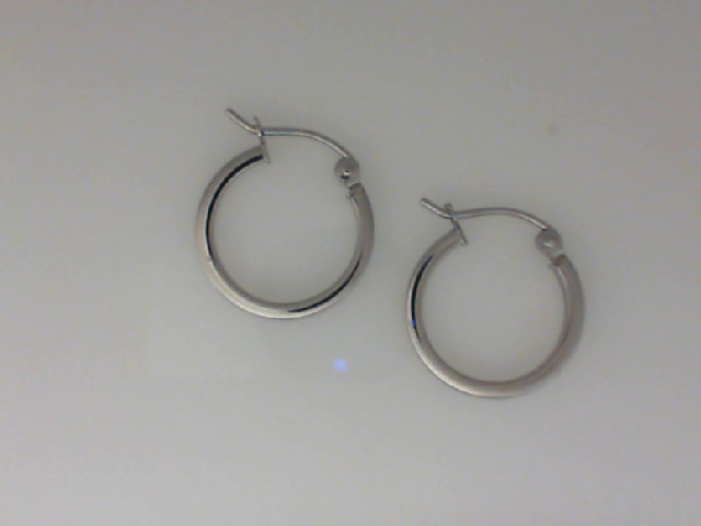 14K WHITE GOLD SMALL FLAT HOOP EARRINGS