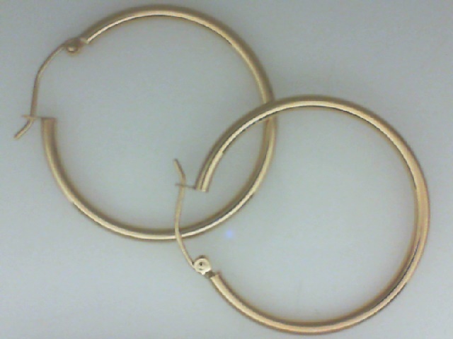 14K YELLOW GOLD LARGE POLISHED HOOP EARRINGS