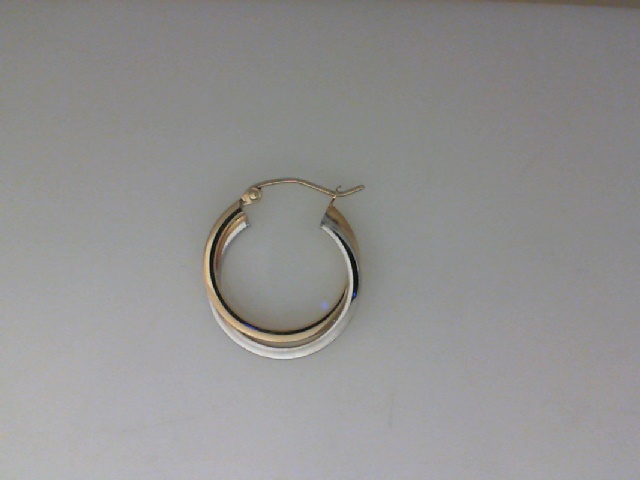 14K WHITE AND YELLOW GOLD POLISHED HINGED HOOP EARRINGS