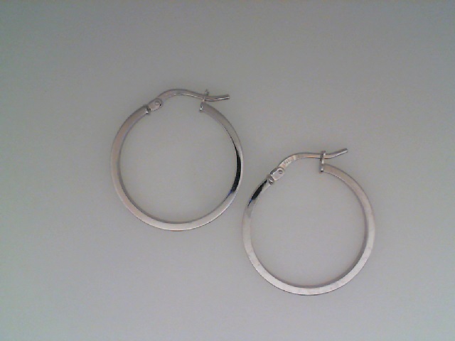 14K WHITE GOLD MEDIUM SQUARE TUBE HOOP EARRING