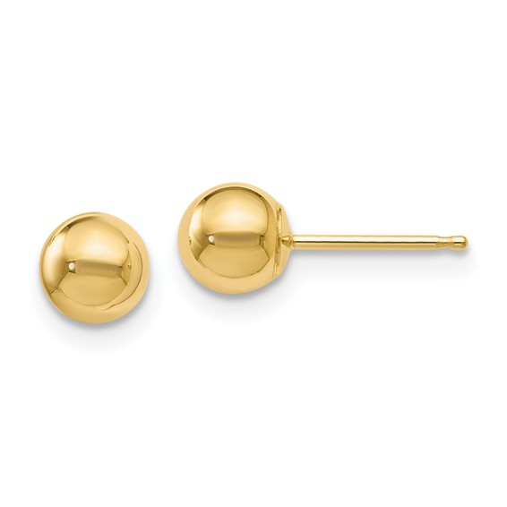 14K YELLOW GOLD 5MM POLISHED BALL POST EARRINGS