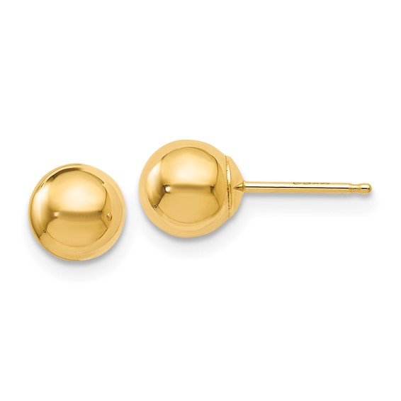 14K YELLOW GOLD 6MM BALL EARRINGS