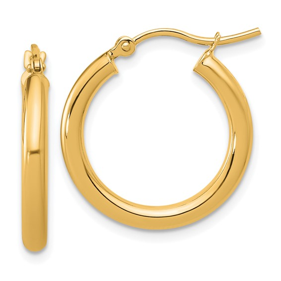 14K YELLOW GOLD 2.5MM POLISHED HOOP EARRINGS