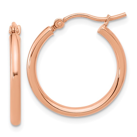 14K ROSE GOLD 2MM POLISHED TUBE HOOP EARRINGS